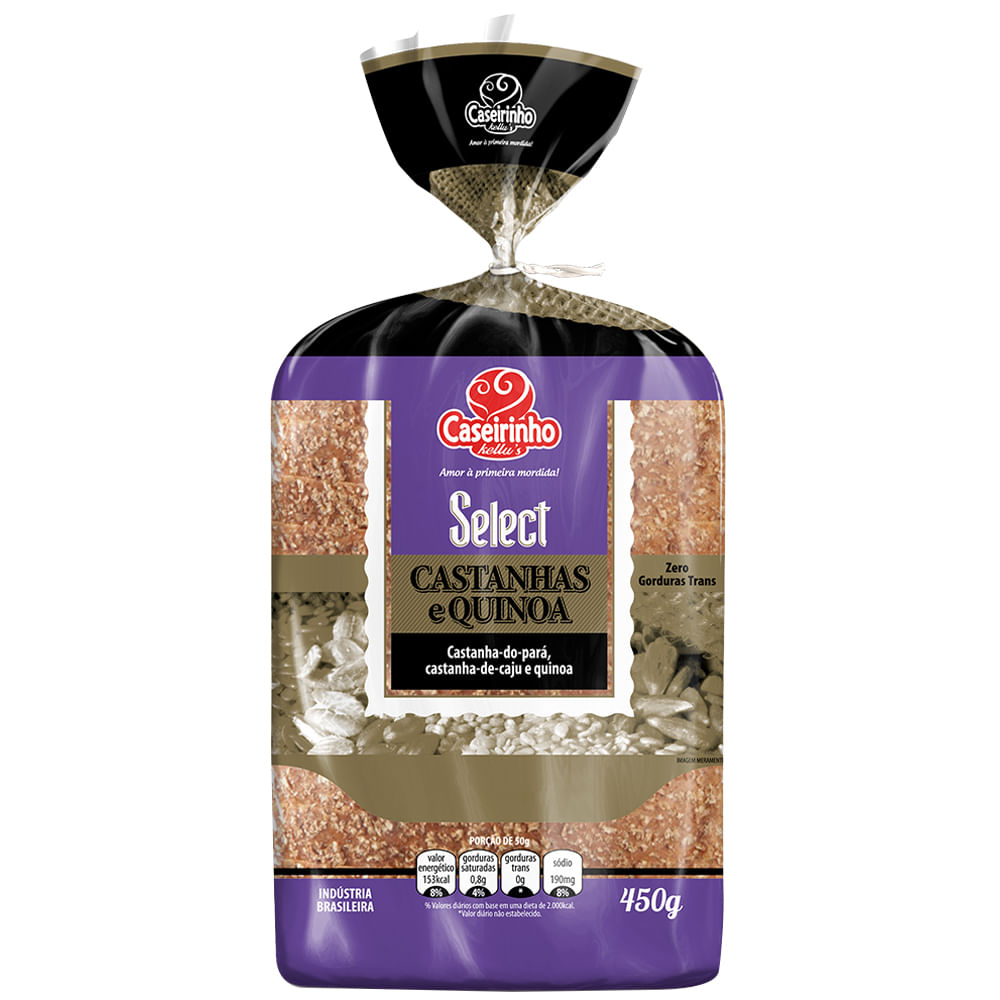 Pão Caseirinho Integral Select Castanha e Quinoa 450g