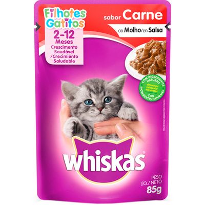 Ração para Gatos Whiskas Filhote Carne 85g Menor preço em Ração para Gatos Whiskas Filhote Carne 85g