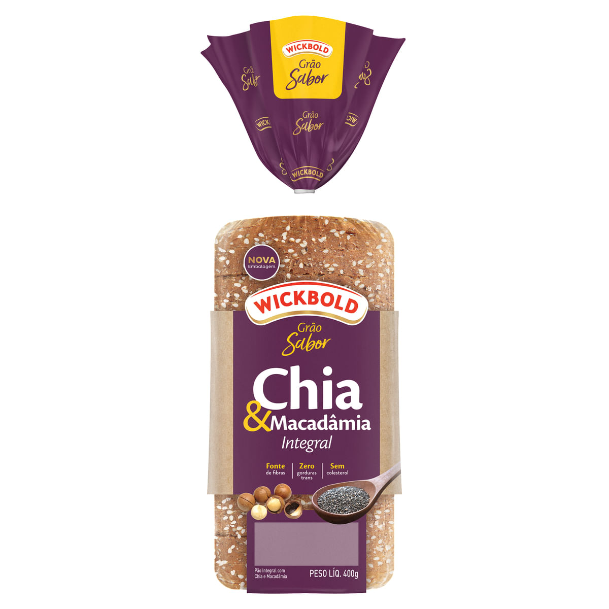 Pão Wickbold Grão Sabor Chia e Macadâmia 400g