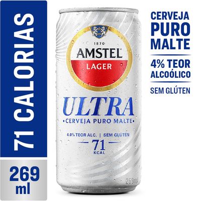 Cerveja Amstel Ultra Lata 269ml Menor preço em Cerveja Amstel Ultra Lata 269ml