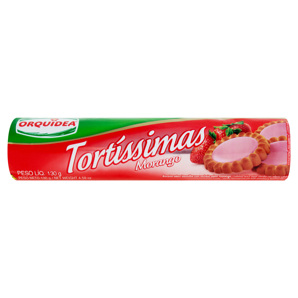 Biscoito Orquídea Tortíssimas Recheio Morango 130g