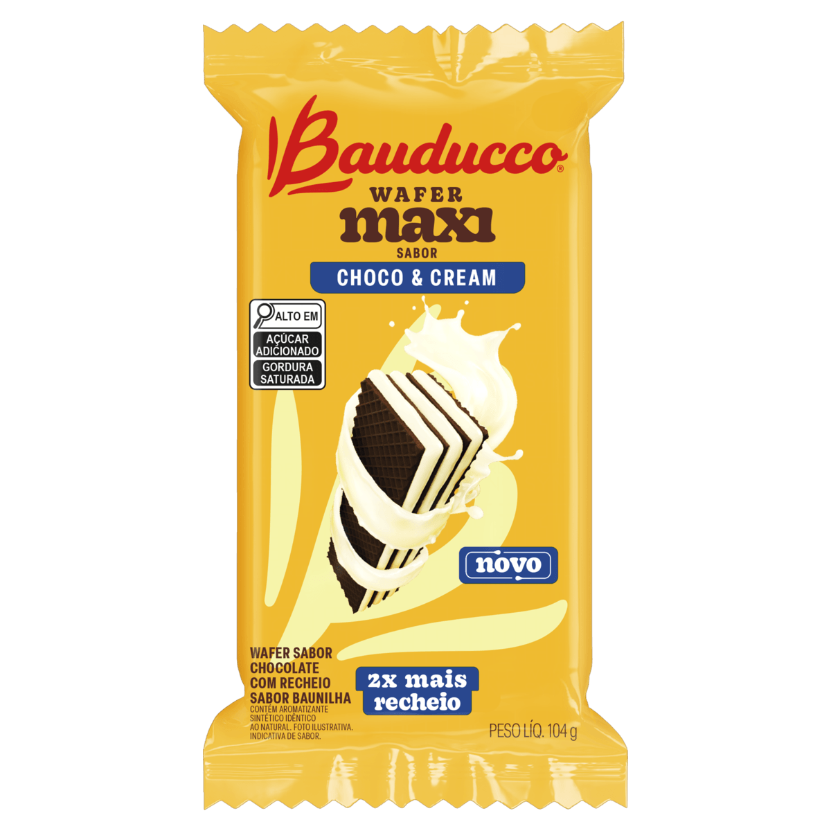 Wafer Recheio Choco e Cream Bauducco Maxi  104g