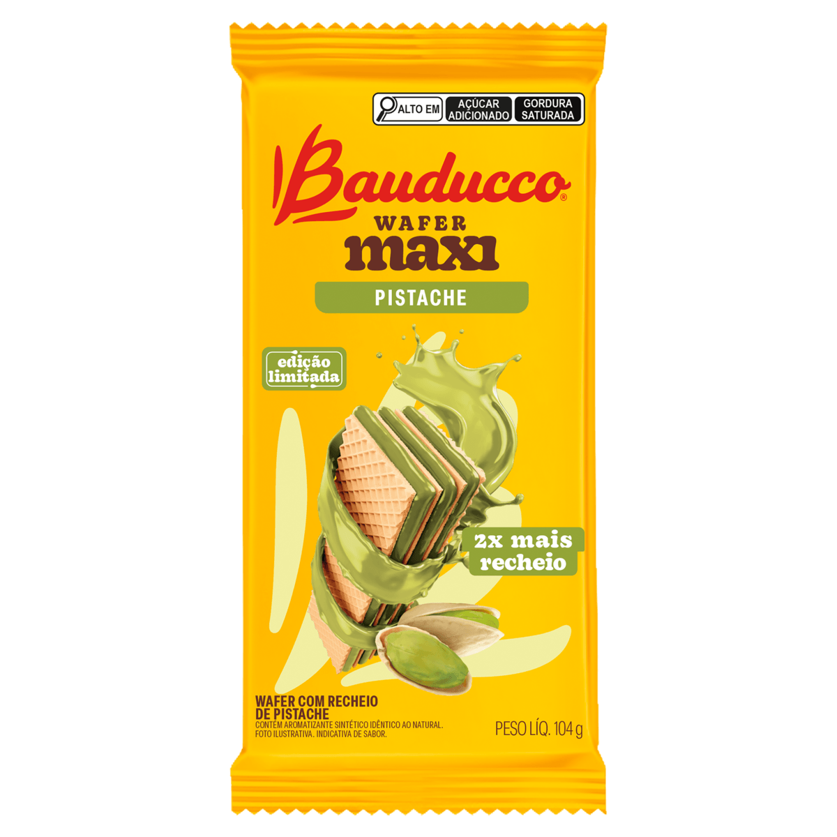 Wafer Bauducco Maxi Recheio Pistache 104g