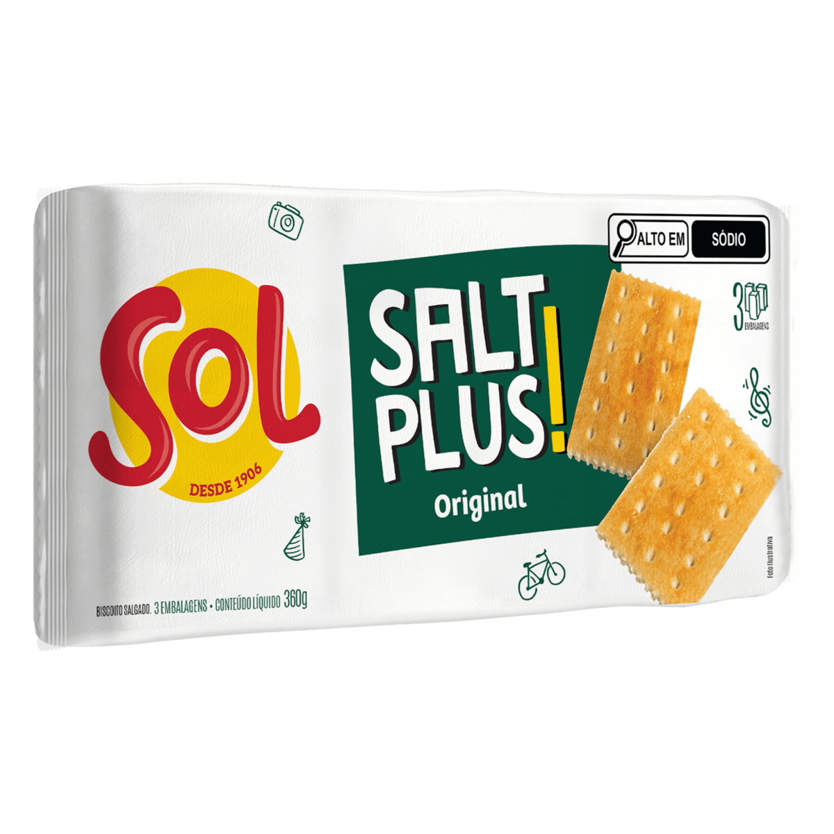 Biscoito Sol Águia Salt Plus Original 360g