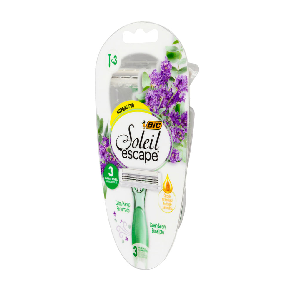 Aparelho Descartável para Depilar Lavanda e Eucalipto Bic Soleil Escape 3 Unidades