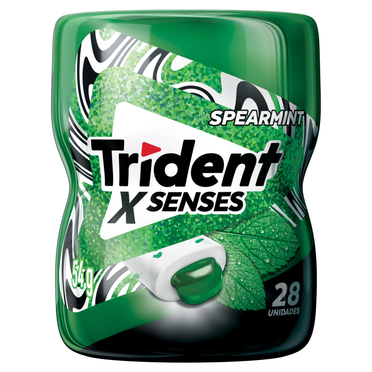 Chiclete Trident XSenses Spearmint Sem Açúcar Garrafa 54g