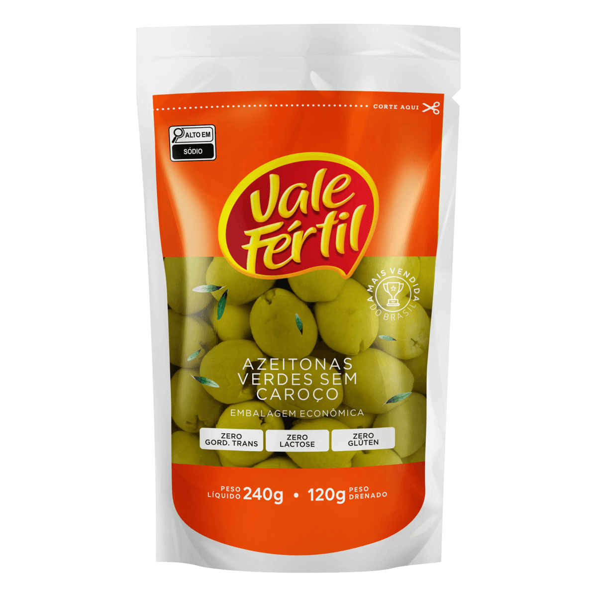 Azeitona Verde Vale Fértil sem Caroço Sachet 120g