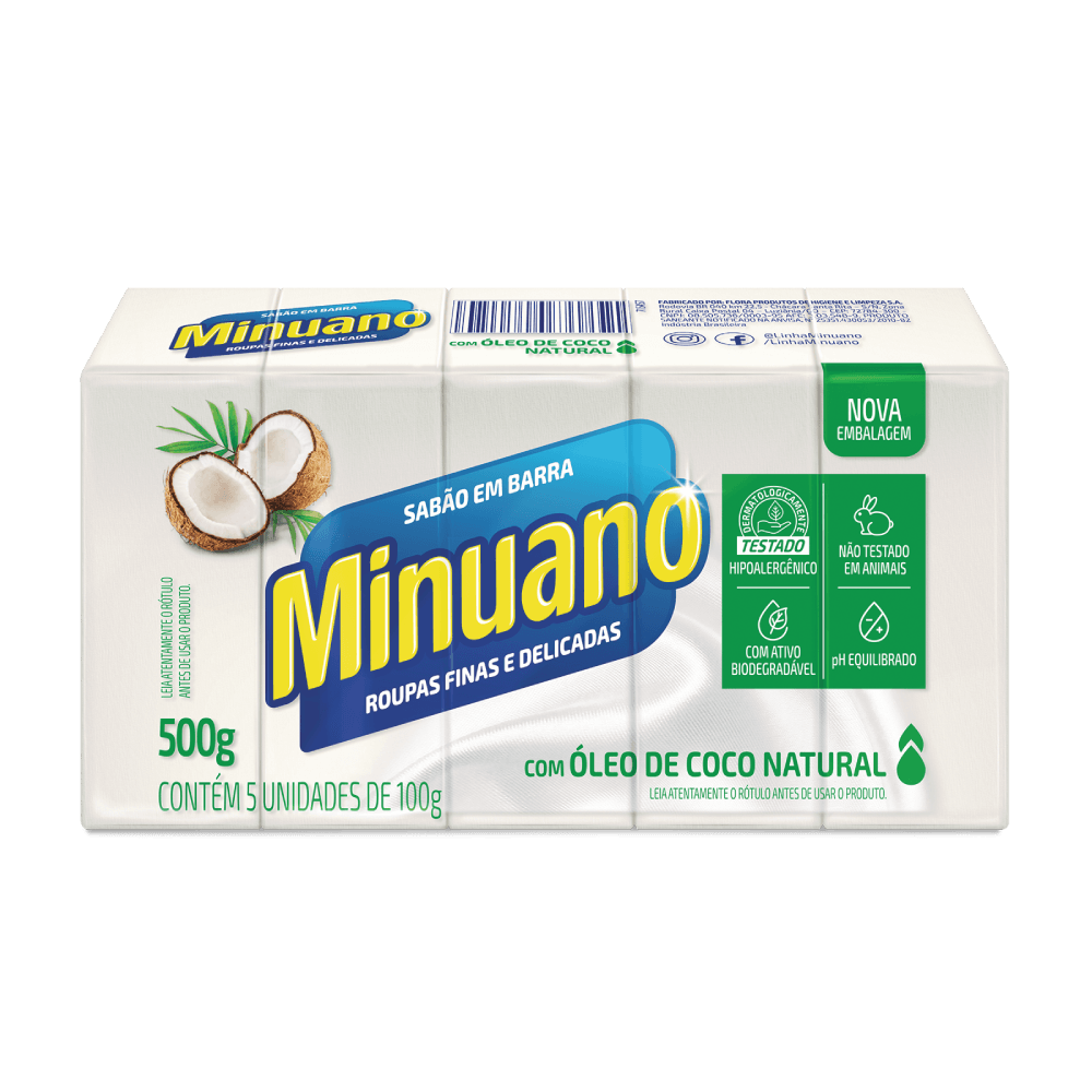 Sabão em Barra Minuano Coco 500g