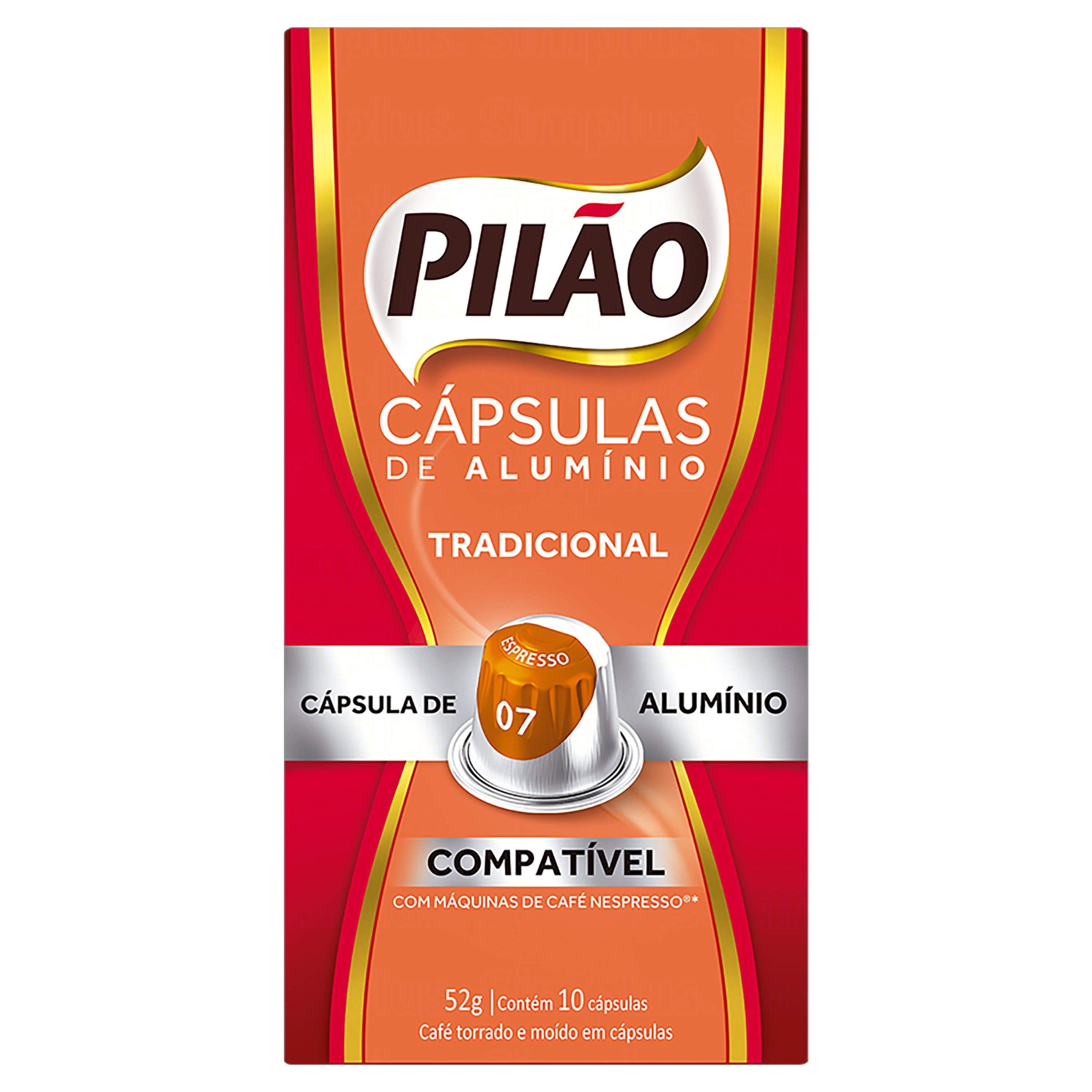 Café em Cápsula Torrado e Moído Espresso Tradicional Pilão Caixa 52g 10 Unidades