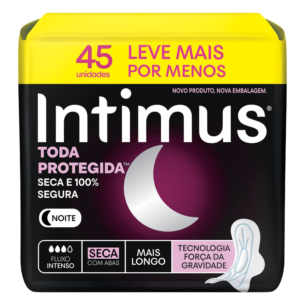 Absorvente Intimus Noturno com Abas Com 45un Cobertura Seca