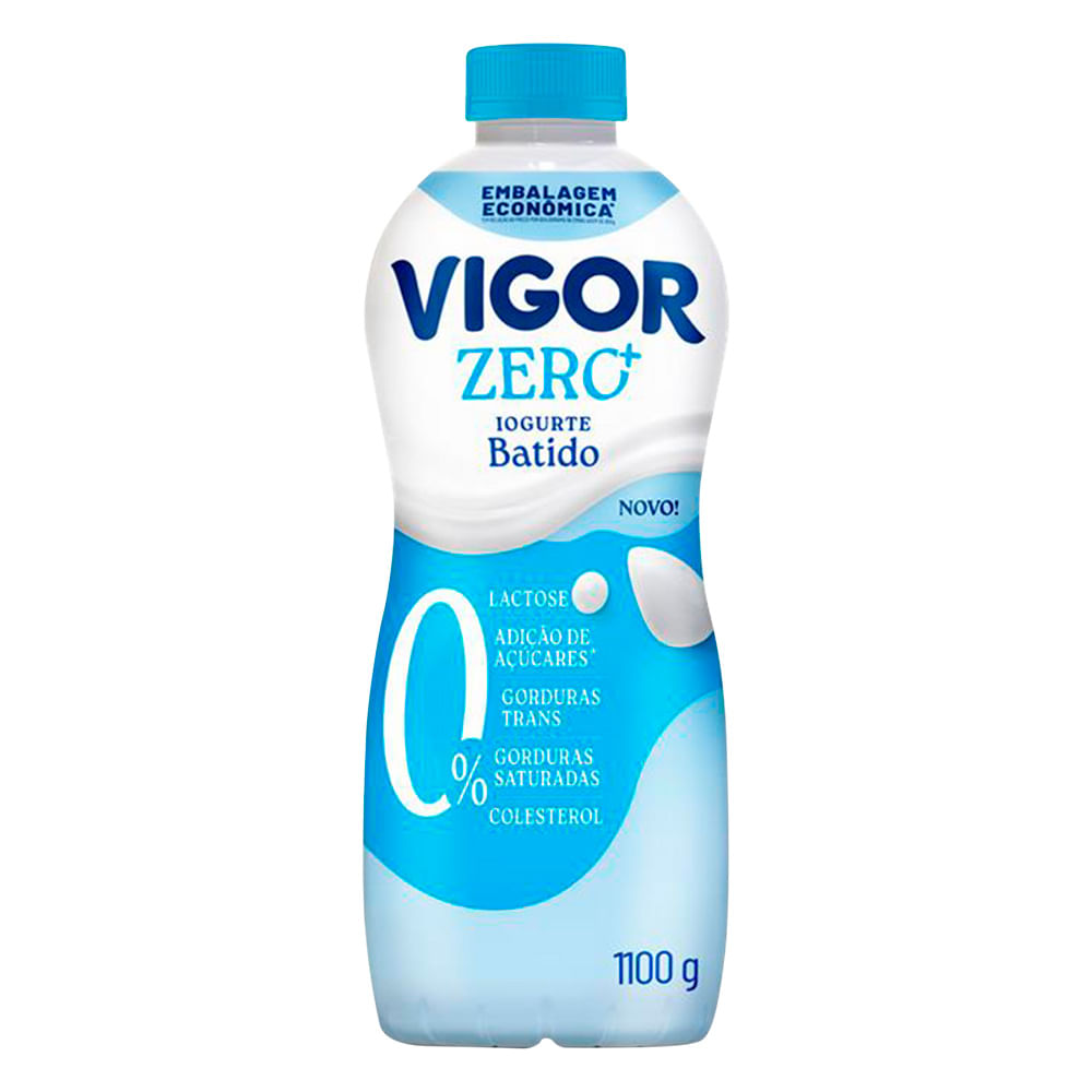 Iogurte Desnatado Batido Zero Lactose Vigor Zero+ Garrafa 1100g Embalagem Econômica