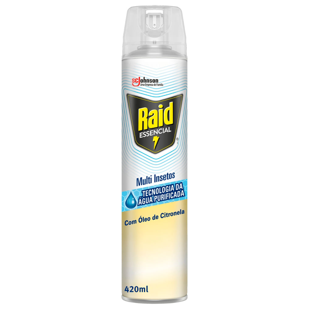 Inseticida Aerossol Multi-Insetos com Óleo de Citronela Raid Essencial Frasco 420ml Spray