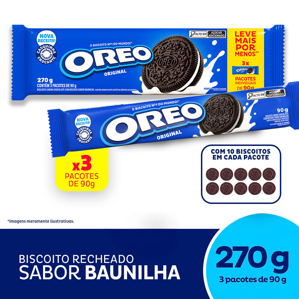 Biscoito Recheado Oreo Original Embalagem Econômica 270g
