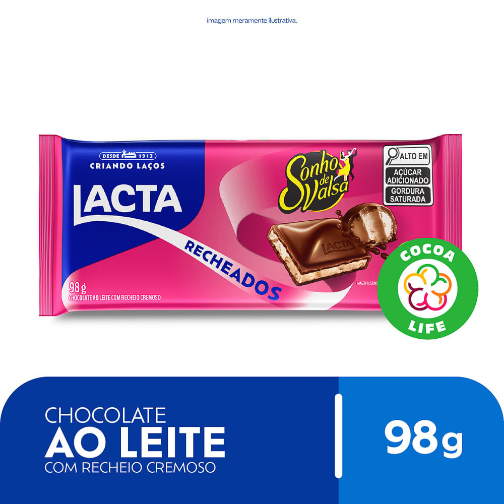 Chocolate Ao Leite Lácta Com Recheio Sonho De Valsa 98g