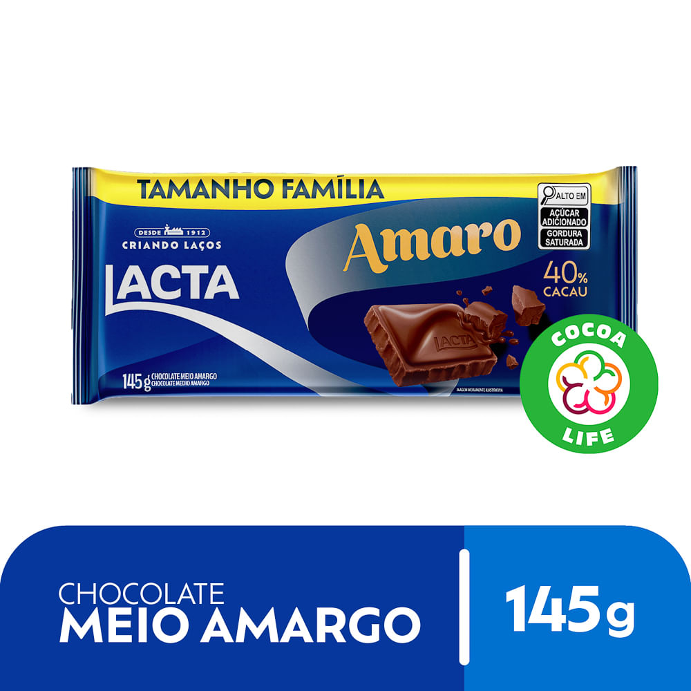 Chocolate Lácta Amargo Tablete 145g