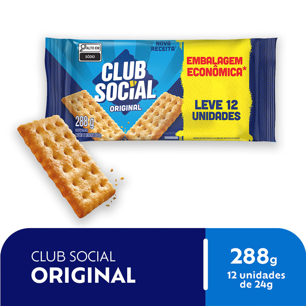Biscoito Salgado Club Social Original Embalagem Econômica 288g