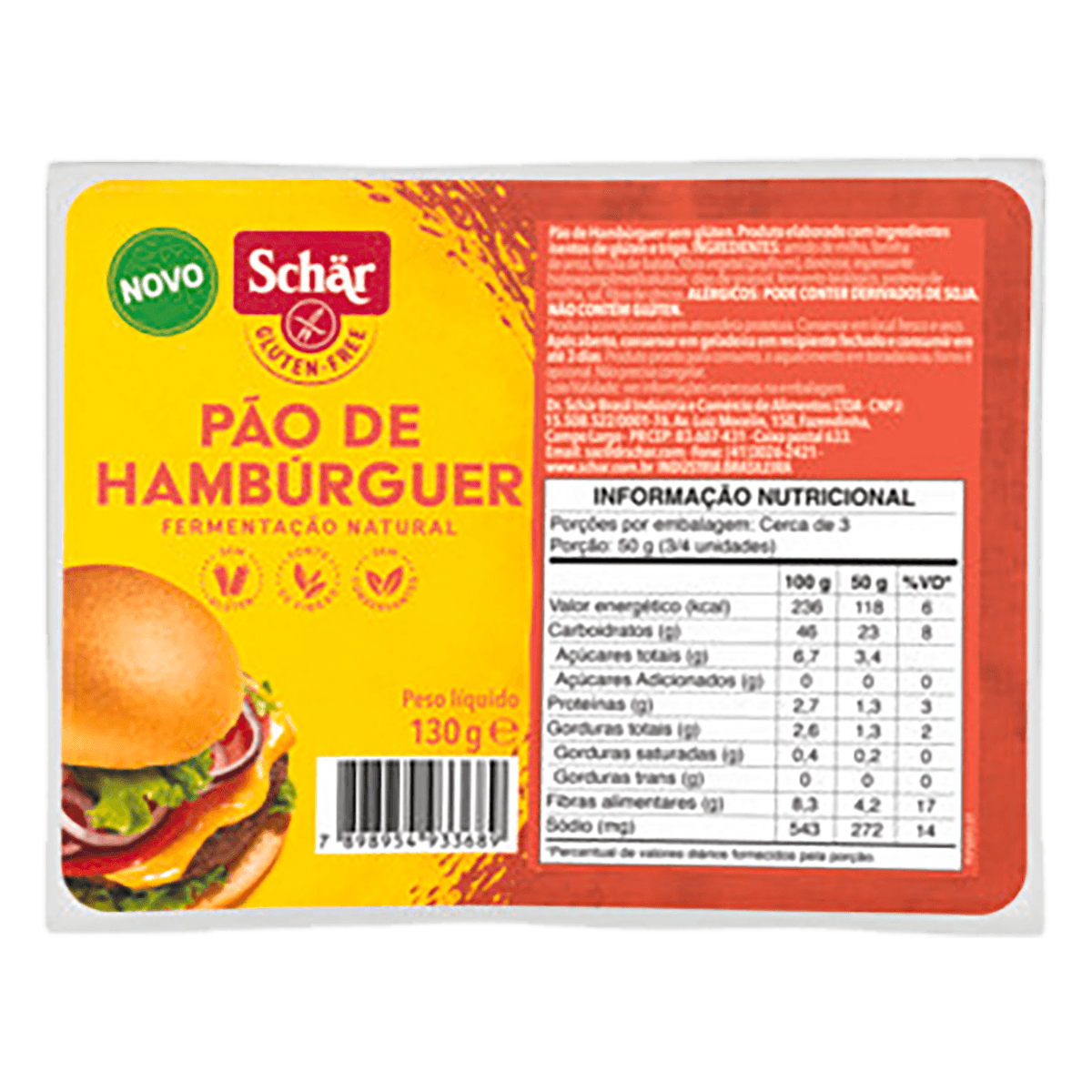 Pão Schar De Hamburguer 130g