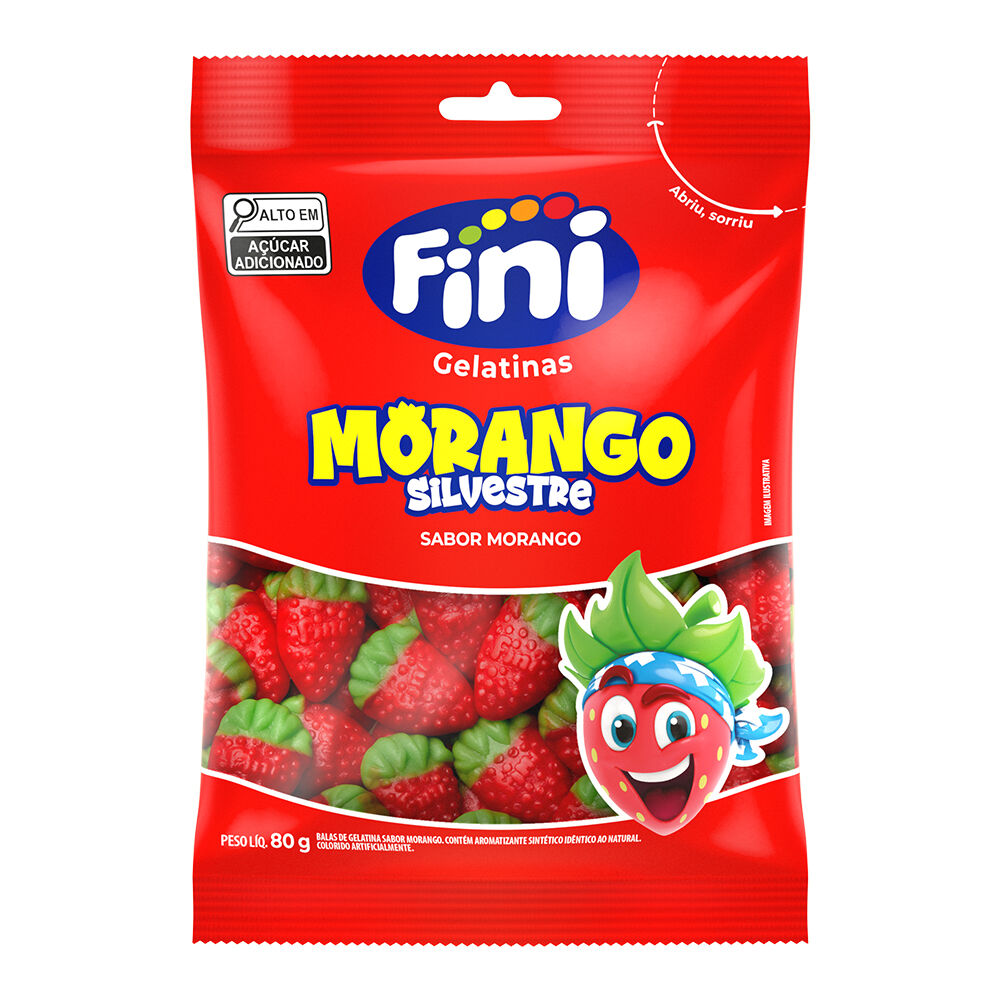 Bala Fini Gelatina Morango Silvestre 80g